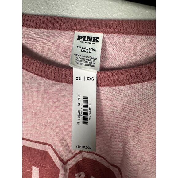 Victoria's Secret Retro Heather Bloom Pink Baseball Ringer Tee XXL NEW with Tags - Picture 4 of 6